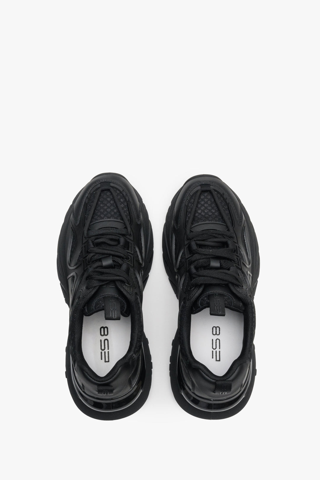 Women's black sneakers ES 8 for spring and autumn - top view presentation of the footwear.