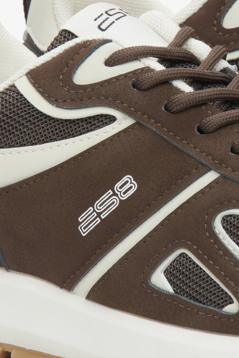 Brown sneakers for women made of eco-leather and soft fabrics, ES8 – details.