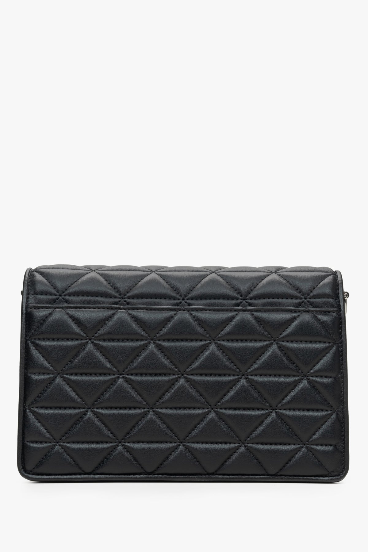 Women's Estro black leather shoulder bag - back view of the model.