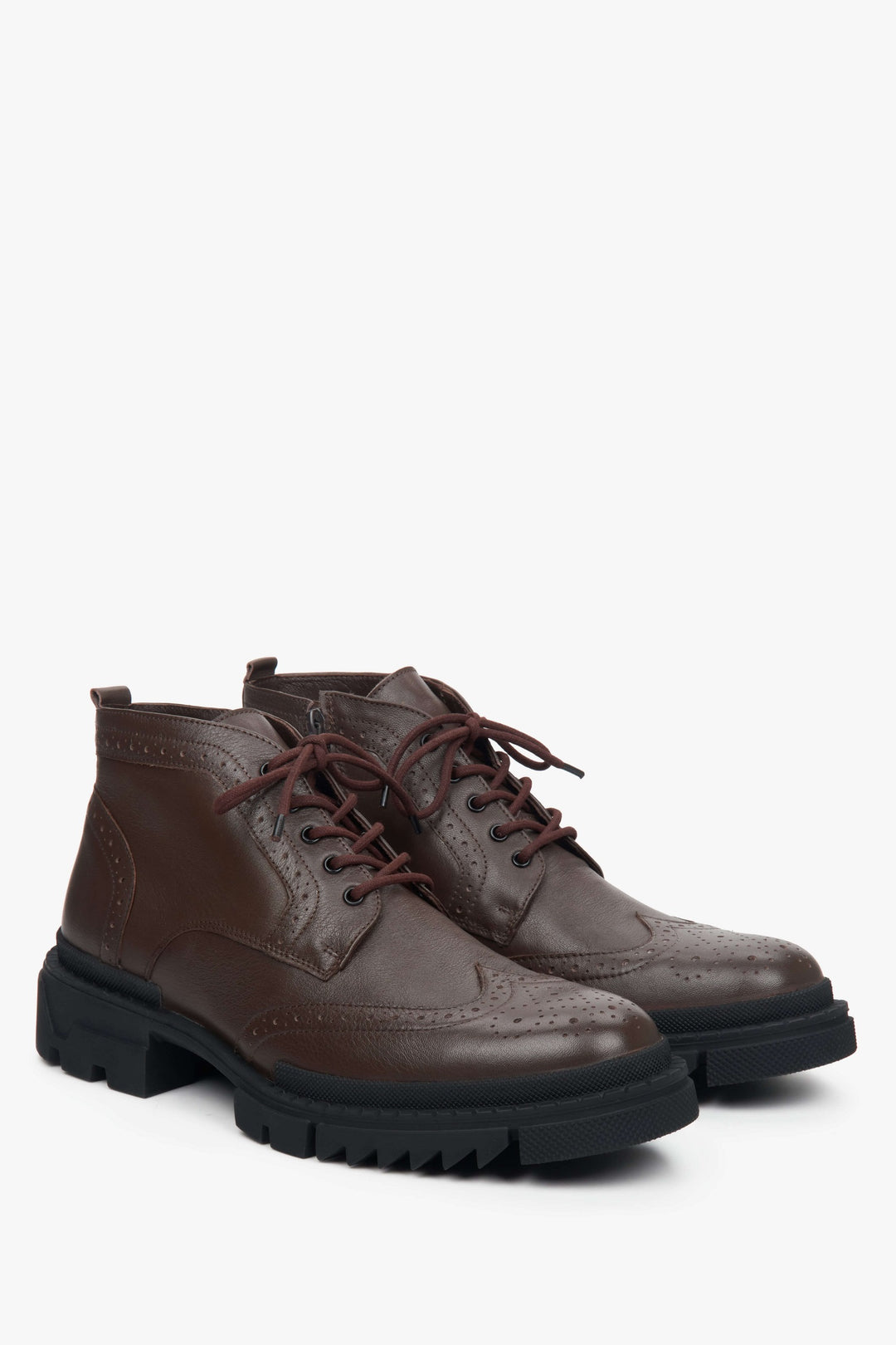 Men's Brown Boots made of Genuine Leather Estro ER00111991.