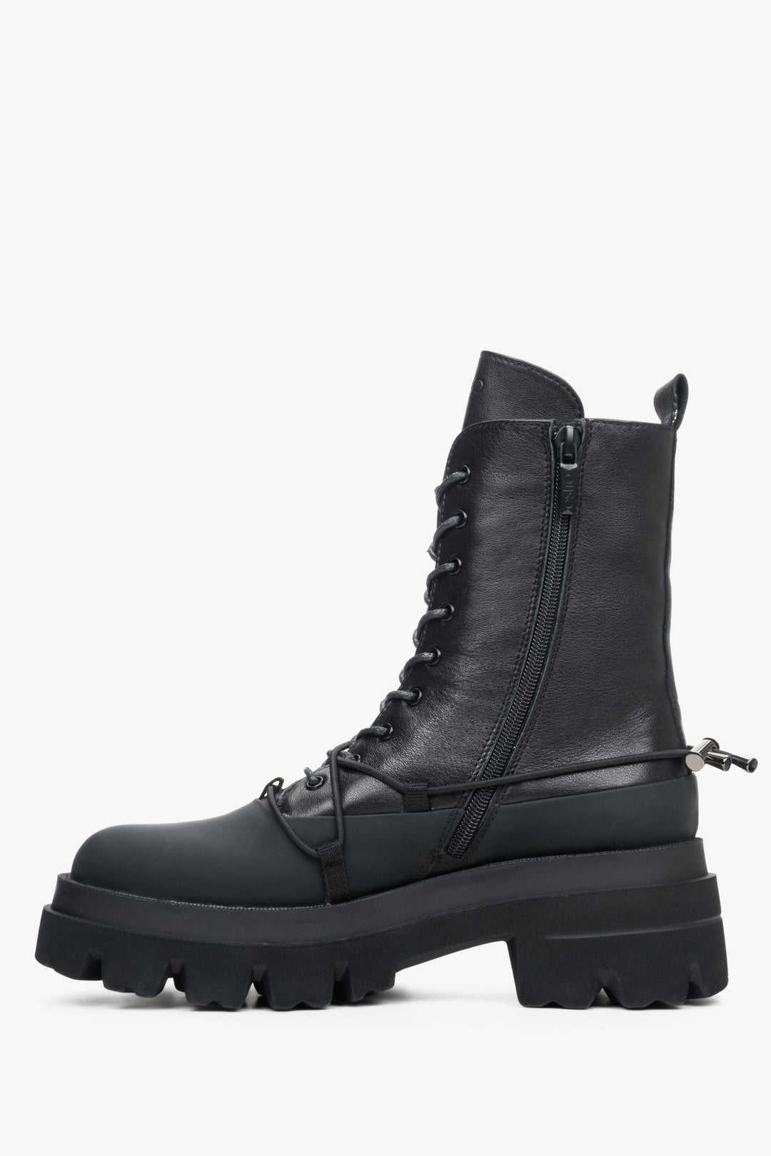 Women's black boots made of natural leather - shoe profile