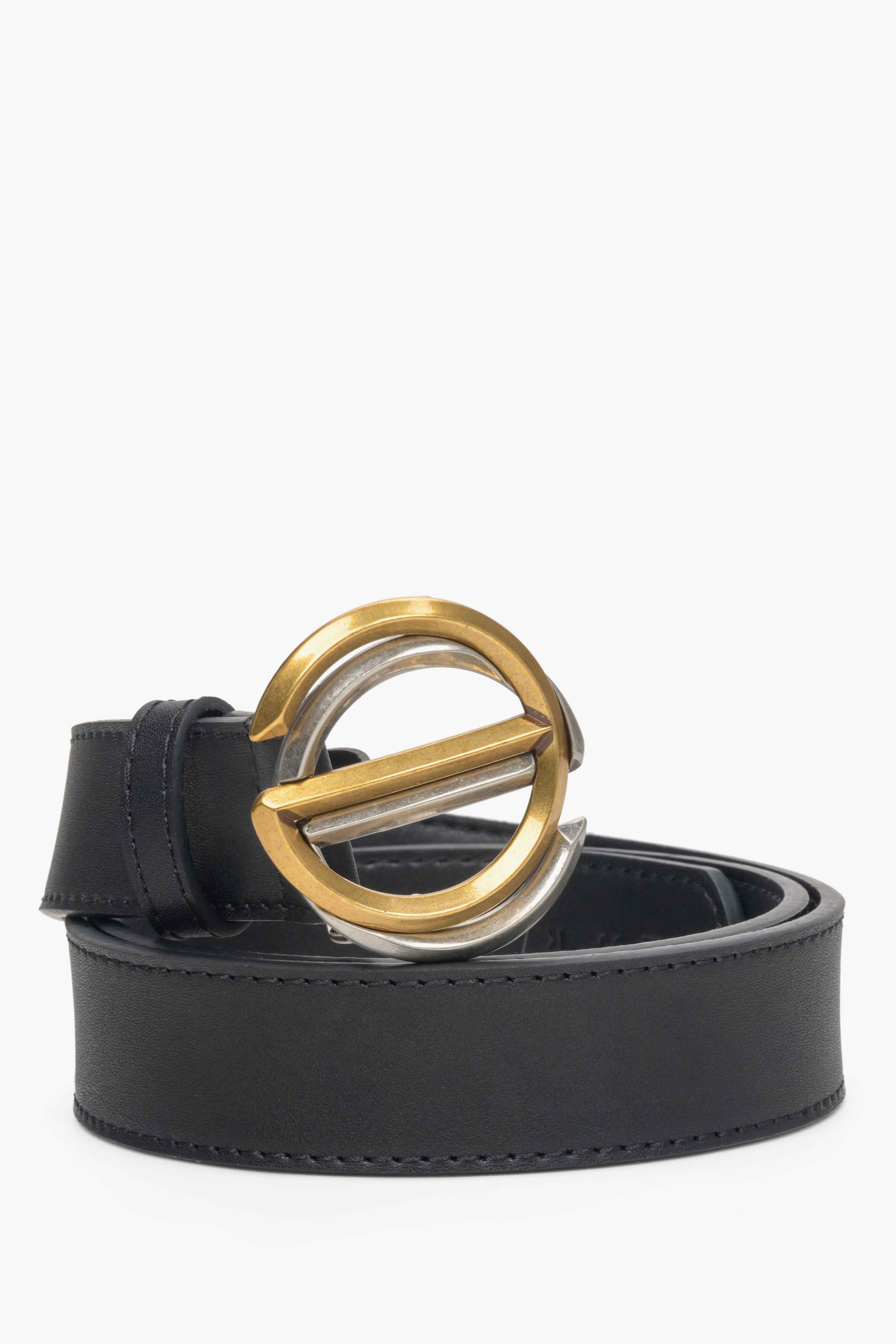 Black women's belt with gold buckle Estro.