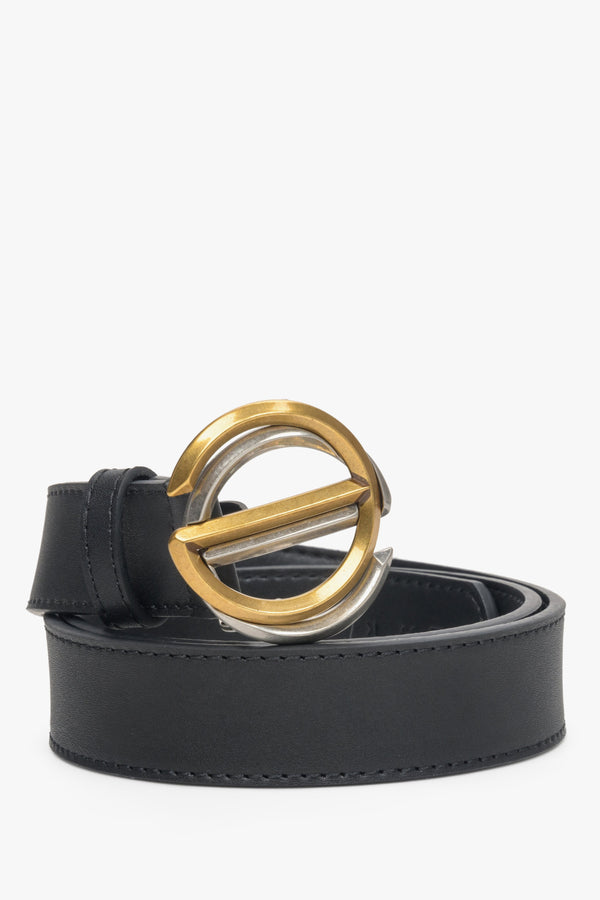 Black women's belt with gold buckle Estro.