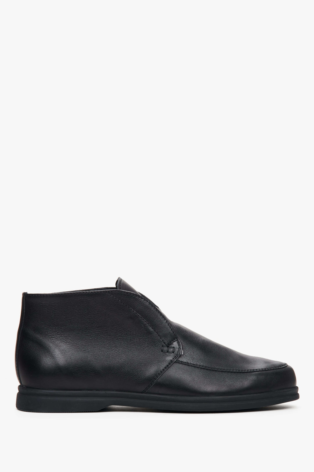 Men's Black Ankle Boots in Genuine Leather Estro ER00111827 - shoe profile.