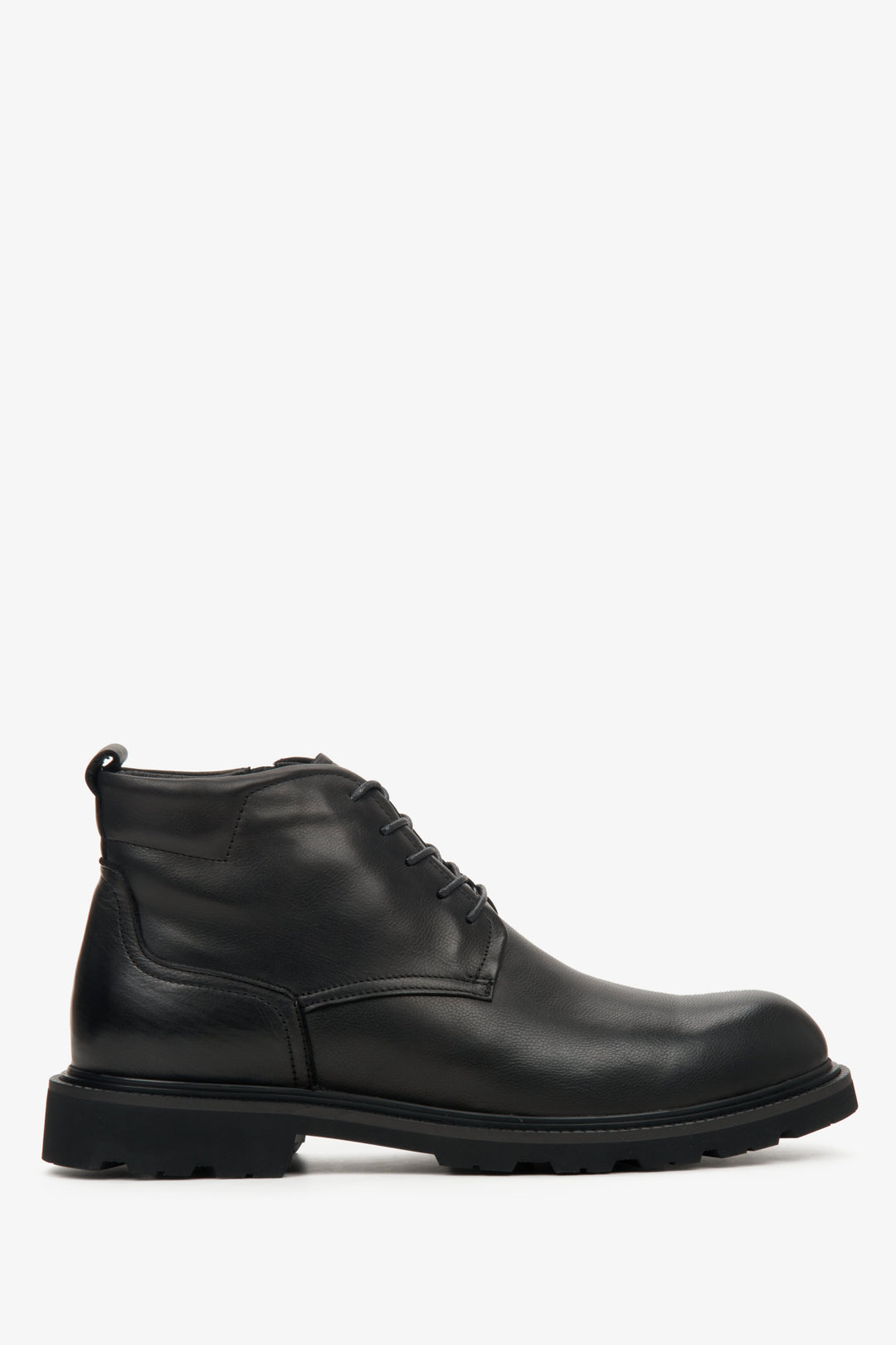 Men's Black Lace-up Ankle Boots made of Genuine Leather for Winter Estro ER00112195.