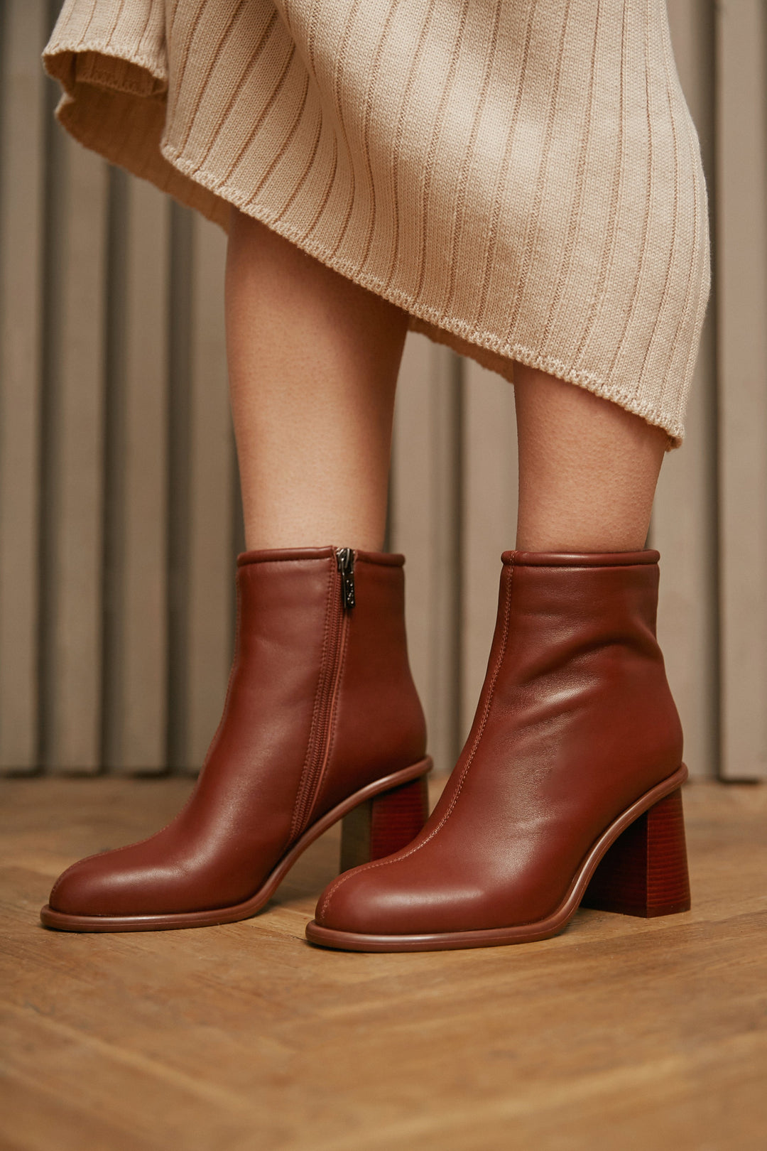 Women's brown leather ankle boots by Estro for fall.