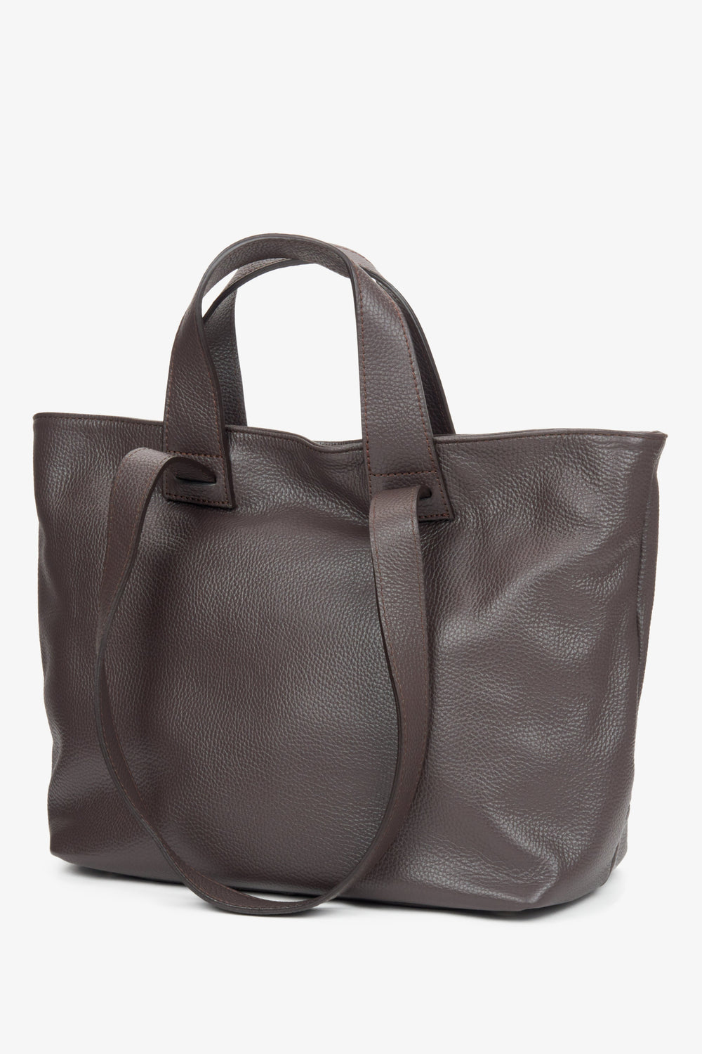 Women's Large Dark Brown Handbag made of Premium Italian Genuine Leather Estro ER00116369