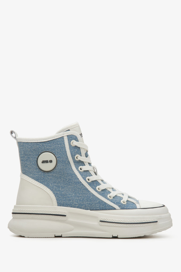 Women's Blue High-Top Sneakers made of Soft Textiles ES 8 ER00114602.