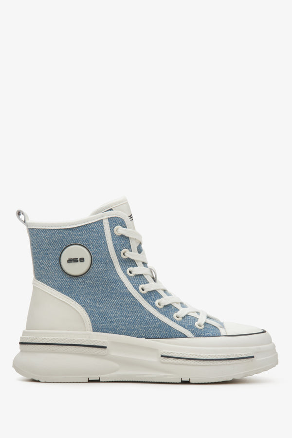 Women's Blue High-Top Sneakers made of Soft Textiles ES 8 ER00114602.