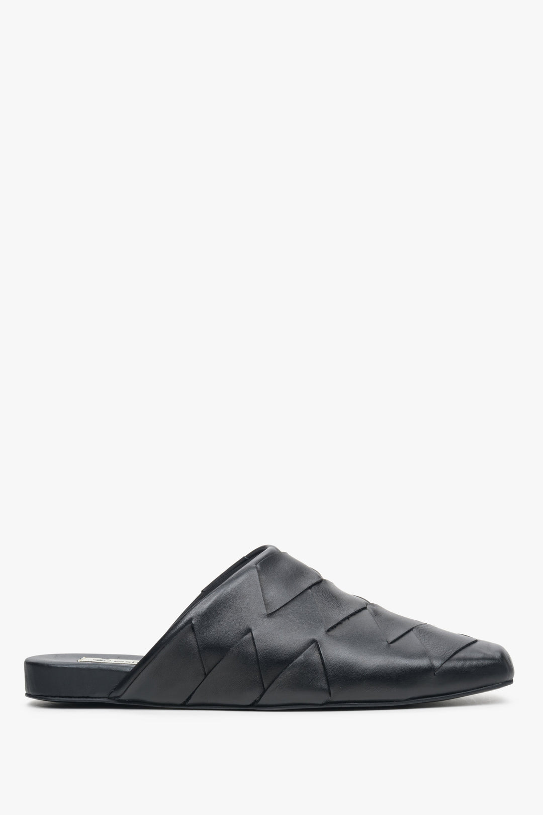 Women's Black Leather Slides with Covered Toe Line Estro ER00113782