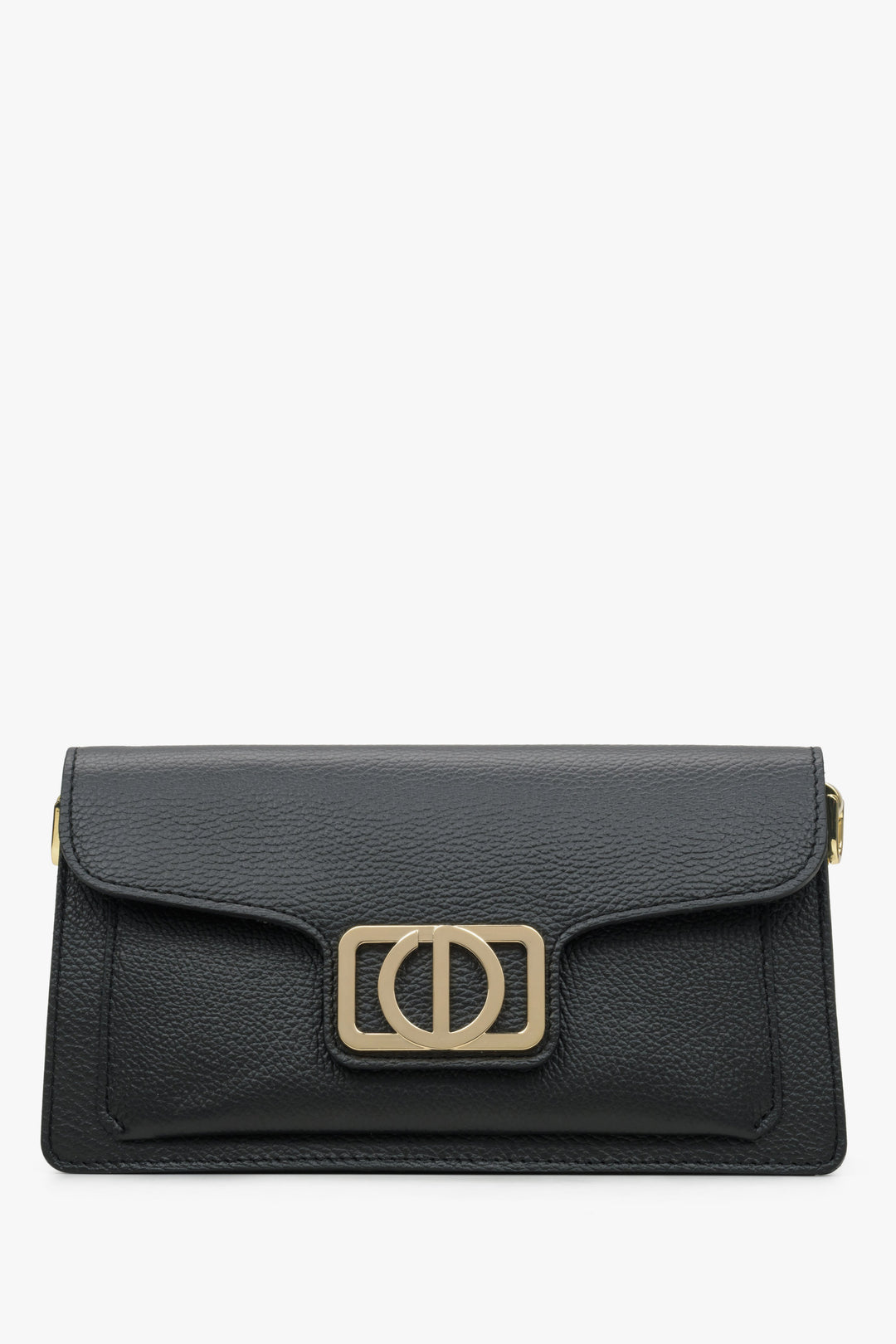 Women's Black Shoulder Bag with Golden Hardware made of Italian Genuine Leather Estro ER00114785.