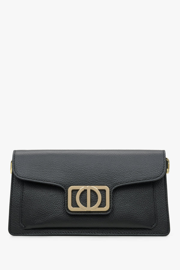 Women's Black Shoulder Bag with Golden Hardware made of Italian Genuine Leather Estro ER00114785.