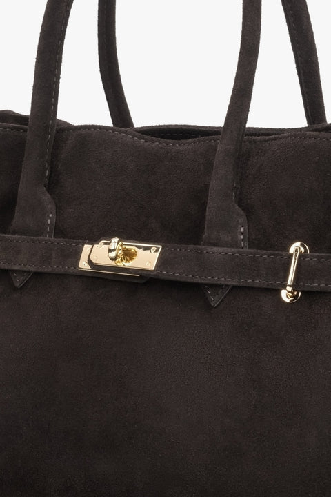 Classic large-format dark brown handbag by Estro.