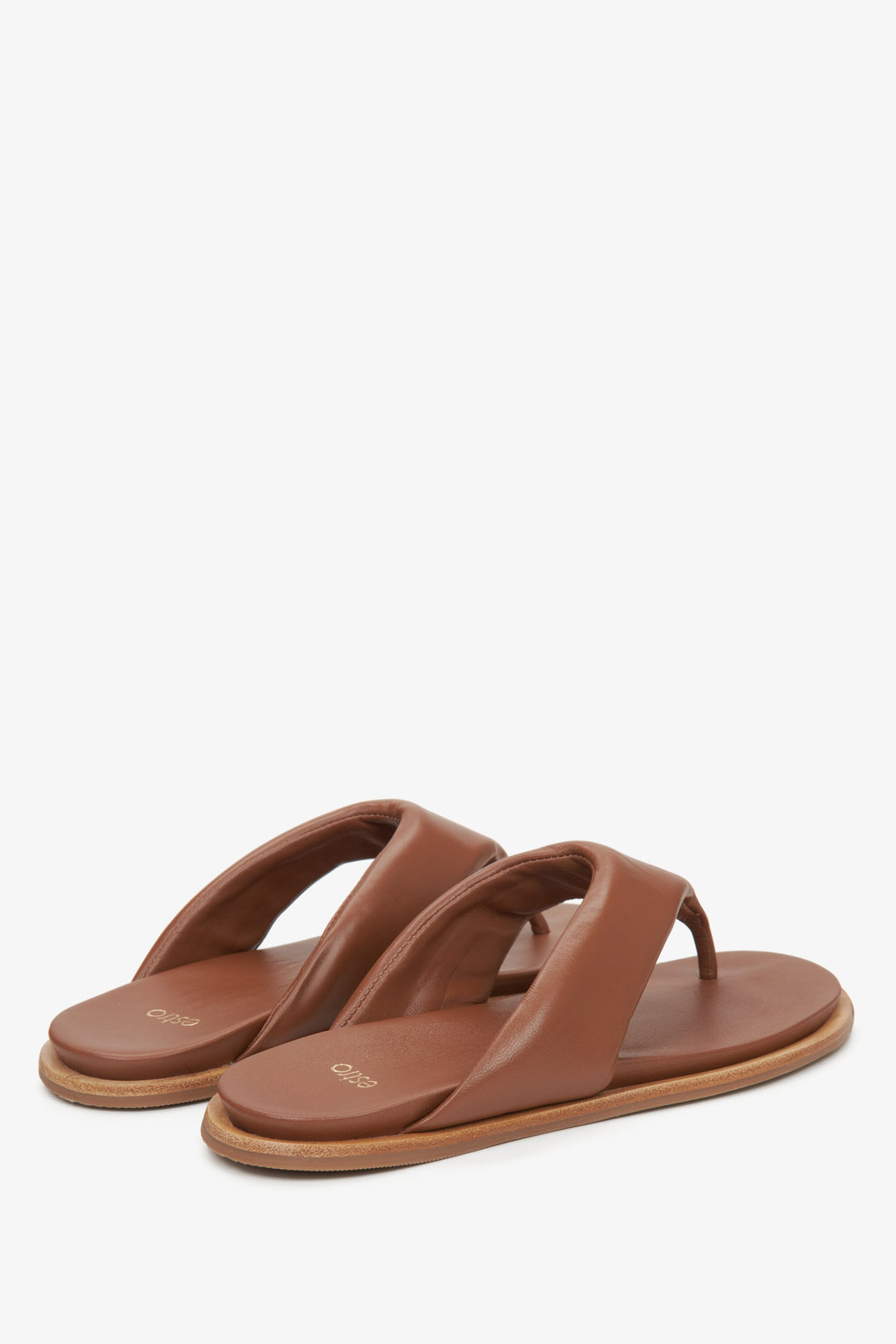 Women's brown leather slide sandals Estro.