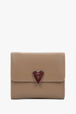 Women's Compact Beige Wallet with Heart-Shaped Clip by Estro.