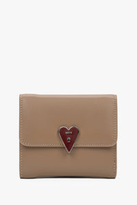 Women's Compact Beige Wallet with Heart-Shaped Clip by Estro.