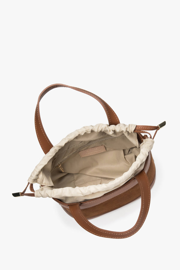 Women's briefcase in brown italian velour and leather – estro.