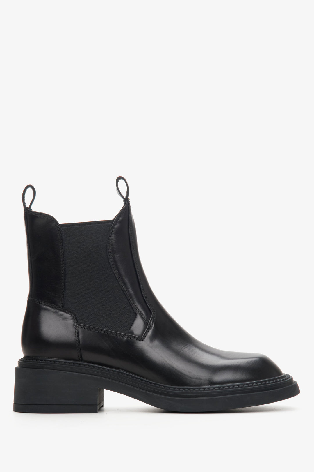 Women's Black Leather Chelsea Boots Estro ER00114135