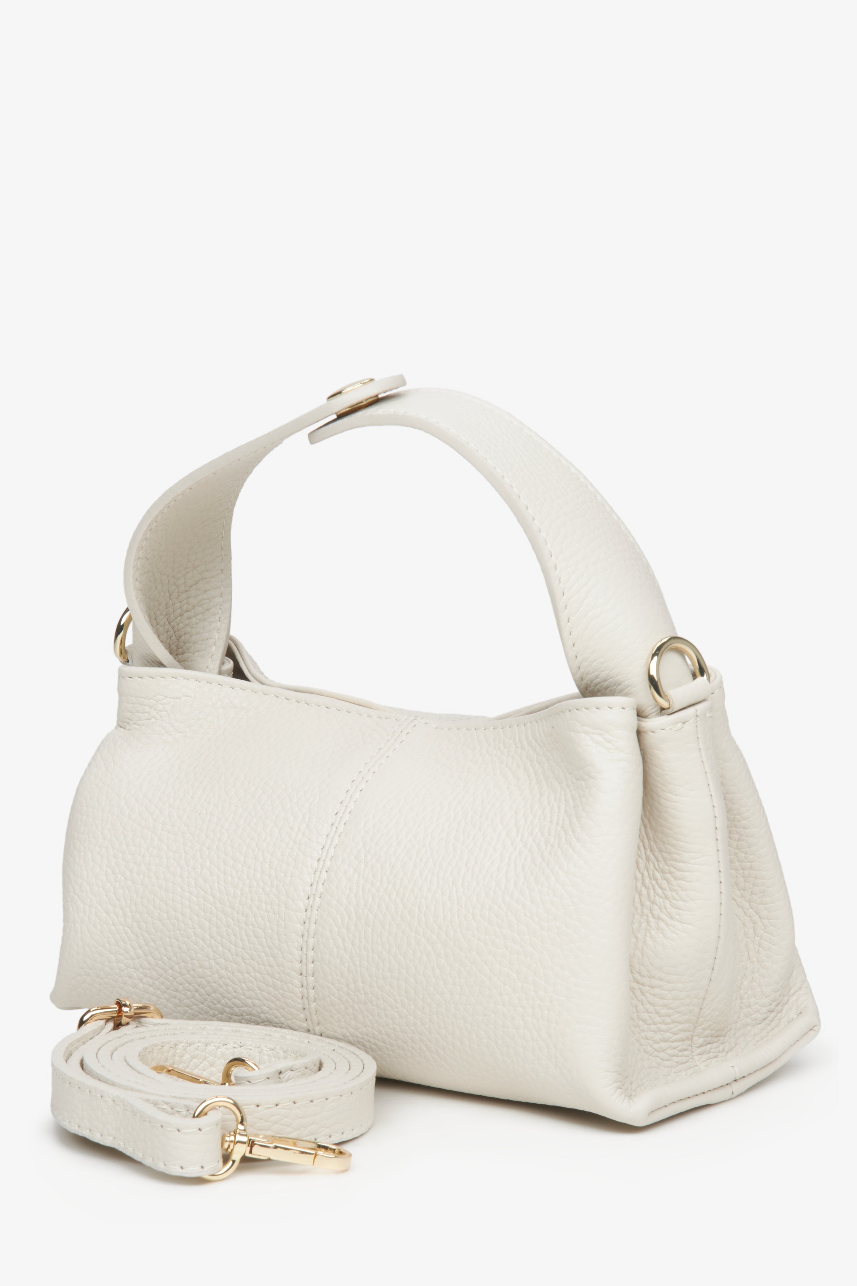 Handy women's milky-beige handbag by Estro.