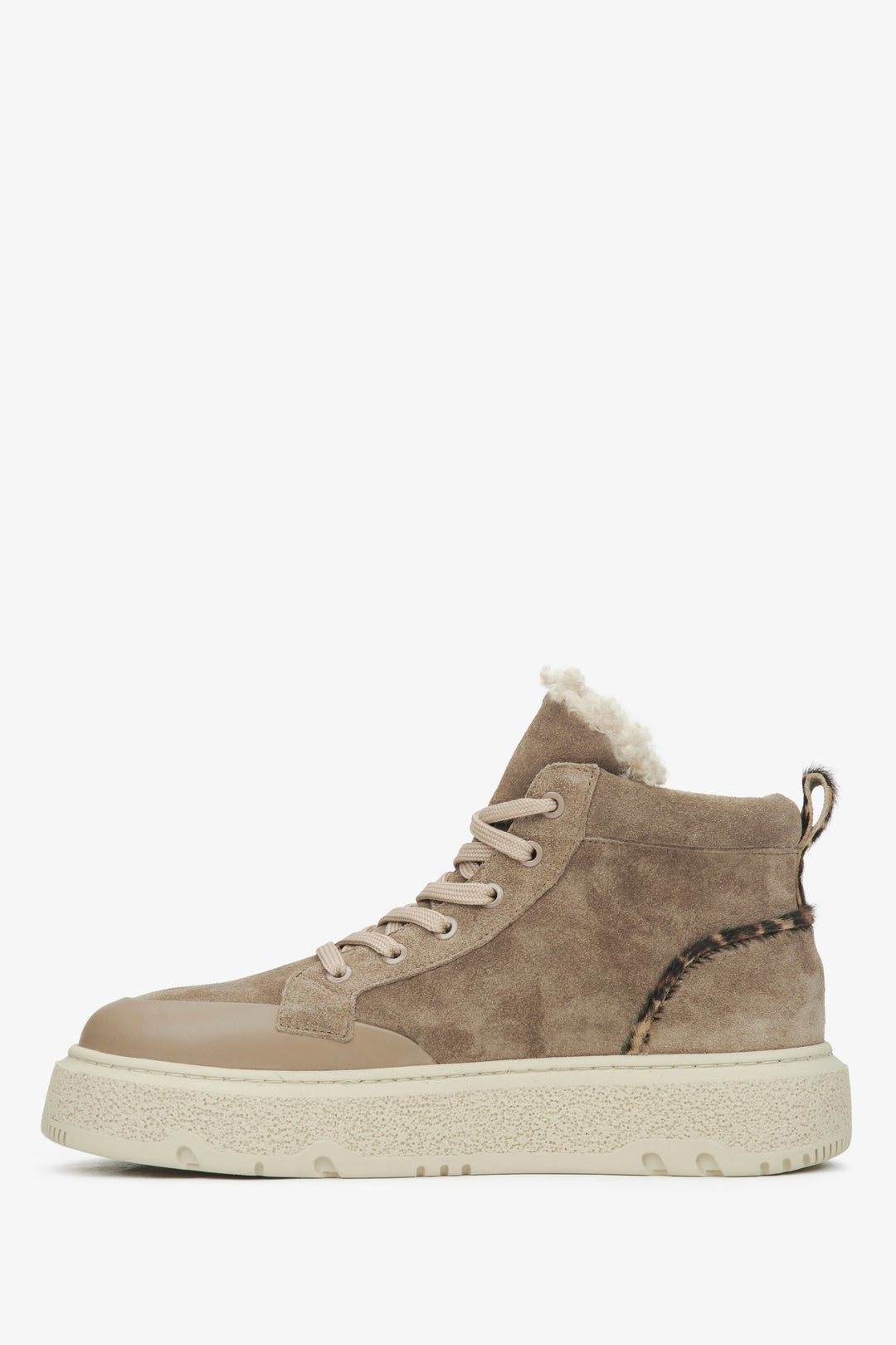 Winter beige sneakers for women Estro - shoe profile.