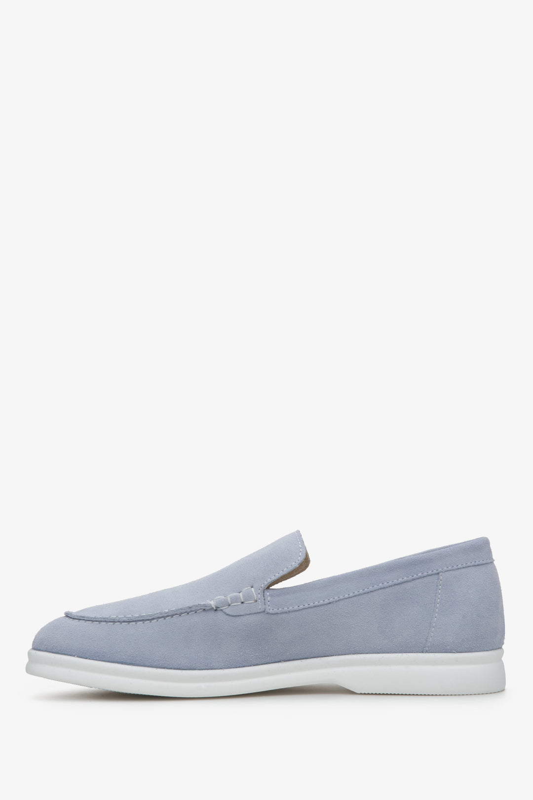 Estro light blue suede loafers for women - shoe profile.