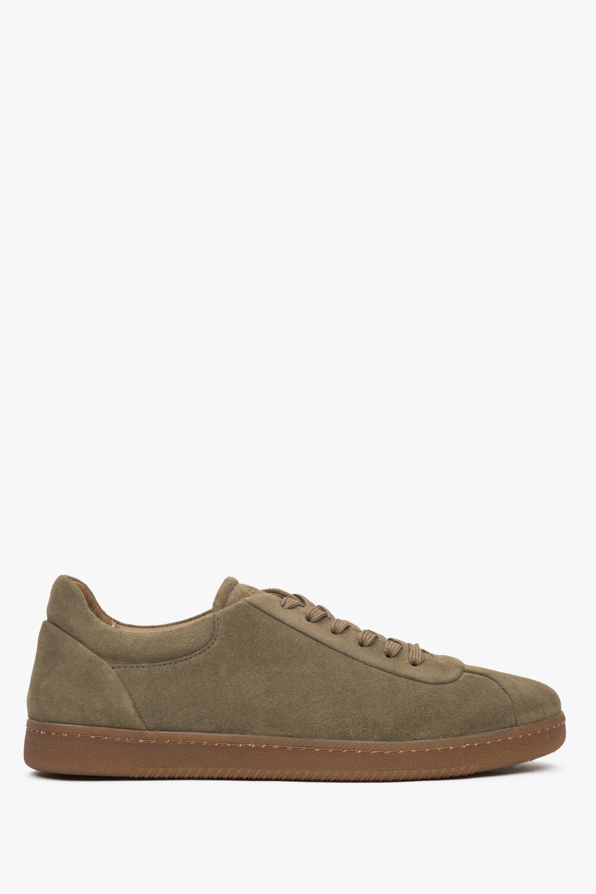 Men's Khaki Sneakers made of Premium Italian Genuine Velour Estro ER00117296.