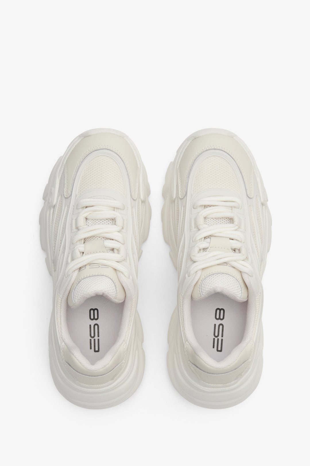 Women's light beige chunky platform sneakers ES 8 - presentation from above.