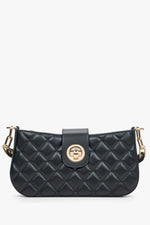 Black Quilted Leather Baguette Bag for Women Estro ER00115488.