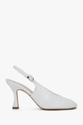 Women's White Slingback Pumps made of Genuine Italian Patent Leather Estro ER00117541.