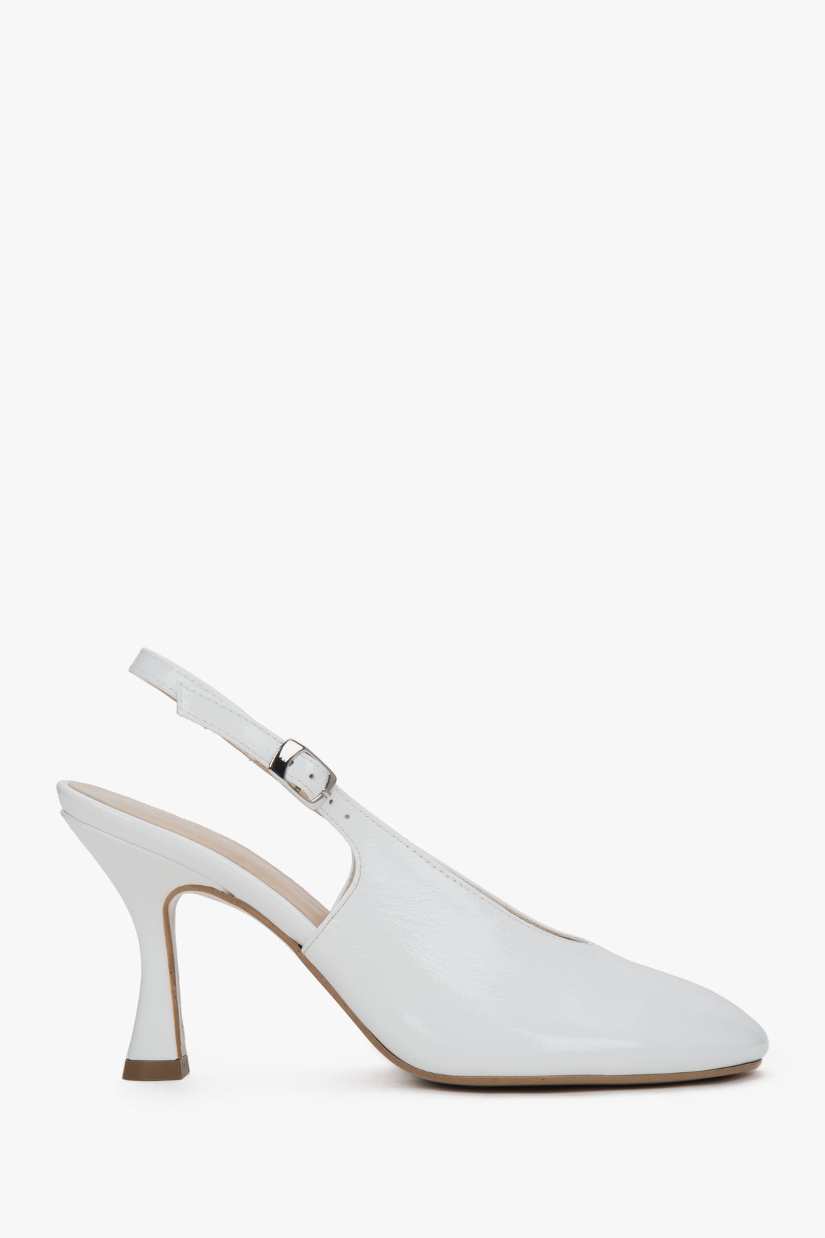 Women's White Slingback Pumps made of Genuine Italian Patent Leather Estro ER00117541.