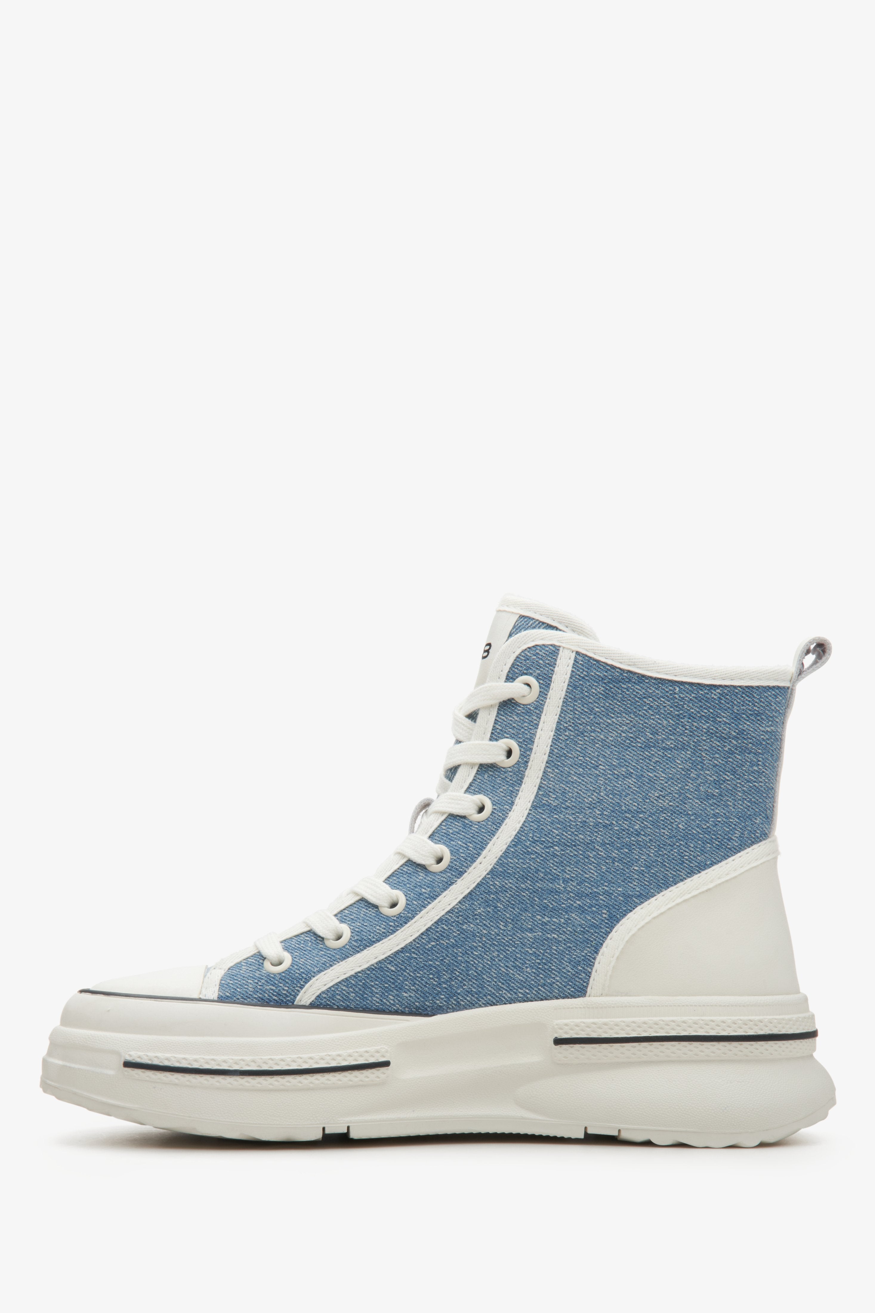 Blue textile women's sneakers ES8 - profile.