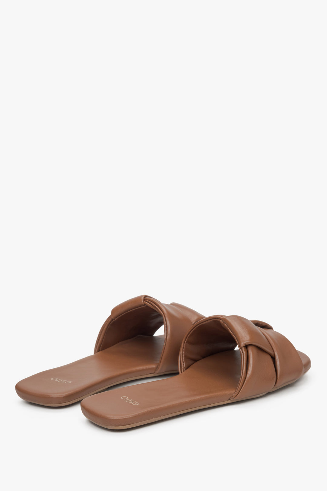 Women's Slide Sandals crafted in Brown Patch Leather
