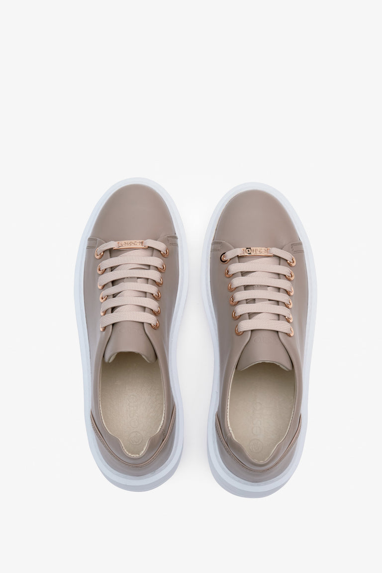 Women's leather sneakers by Estro for spring and autumn - top view footwear presentation.