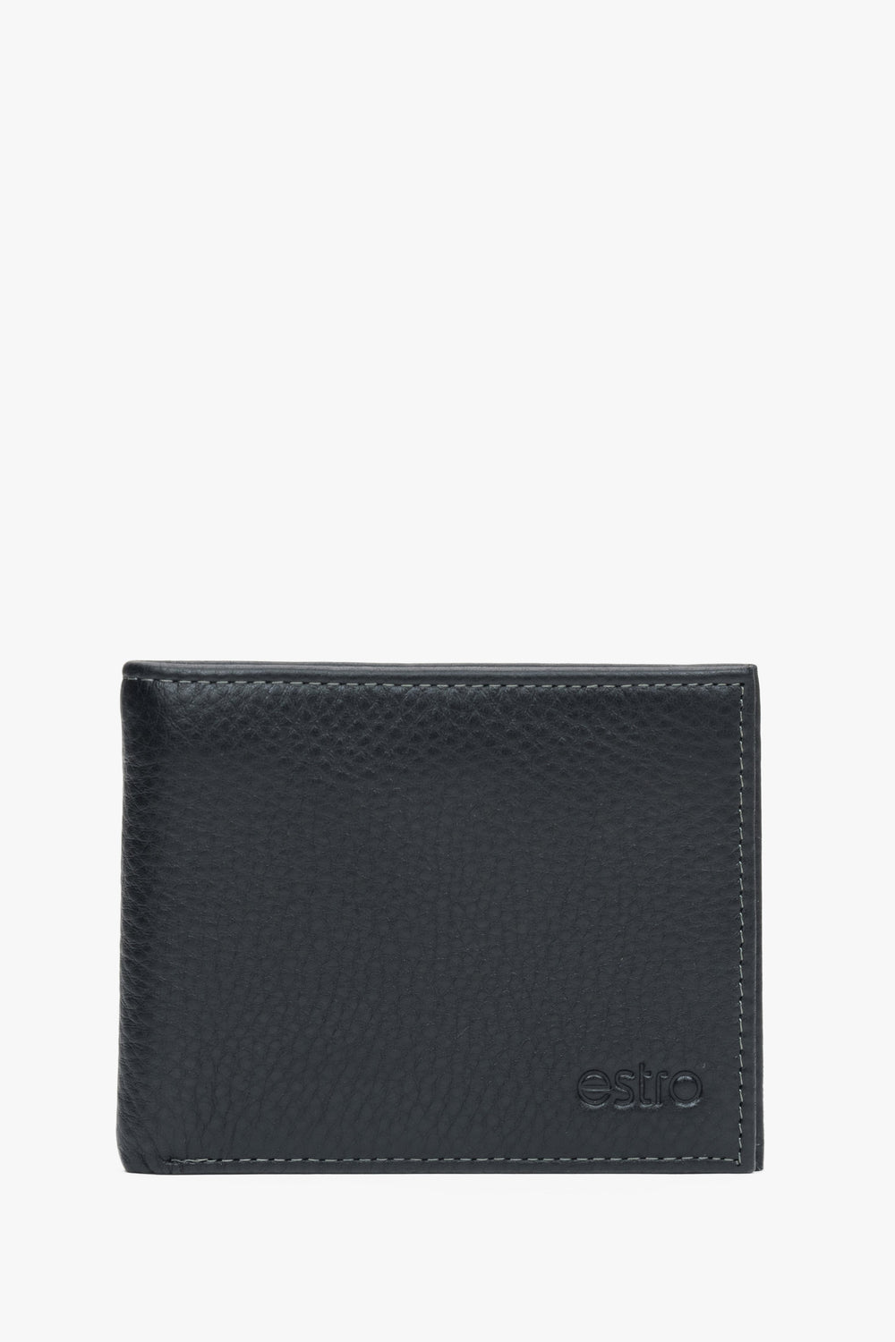 Men's Compact Folding Black Wallet made of Genuine Leather Estro ER00116309