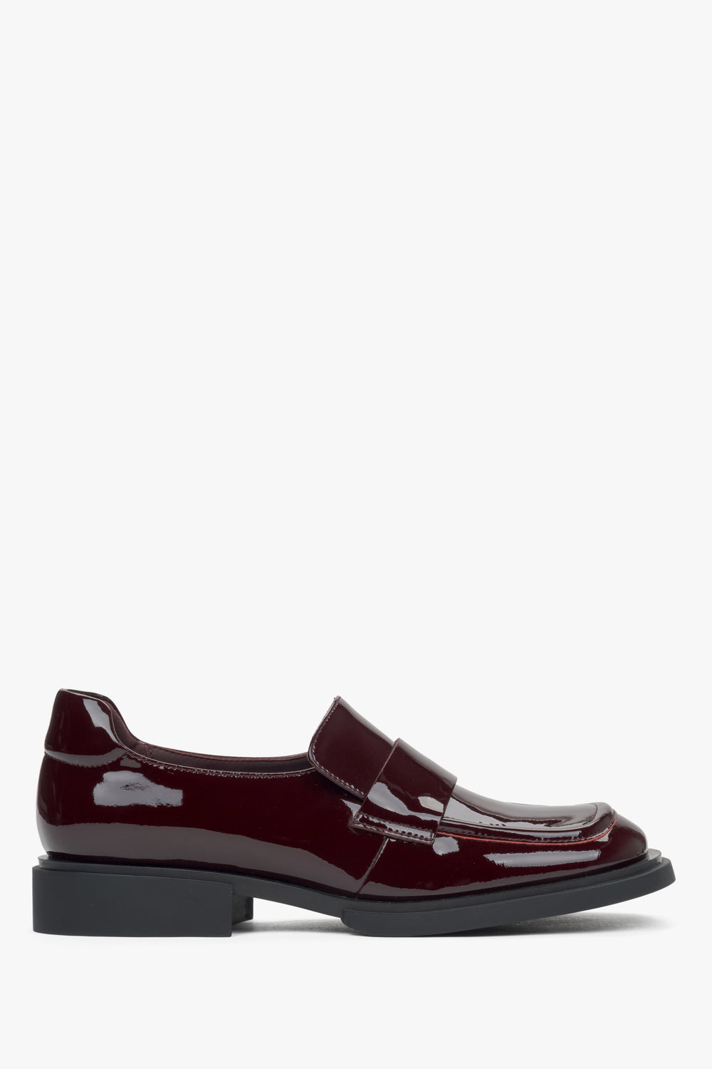 Women's Burgundy Loafers made of Patent Genuine Leather Estro ER00115895.