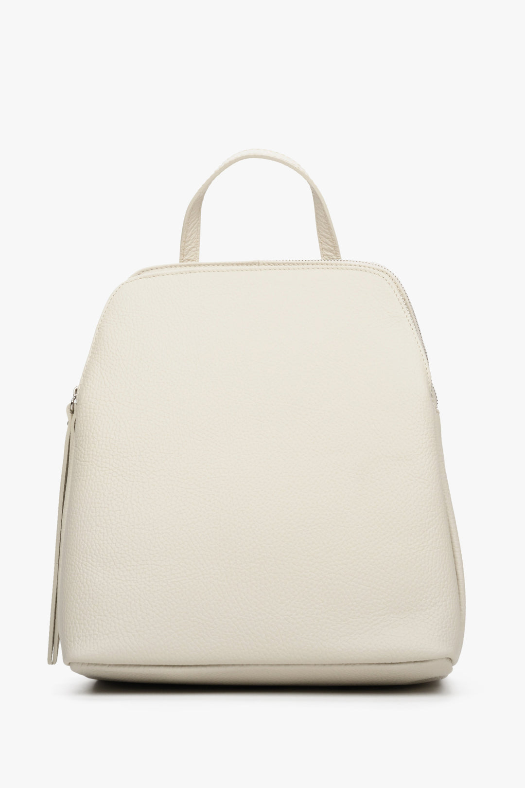 Women's light beige urban backpack made from genuine full-grain leather by Estro