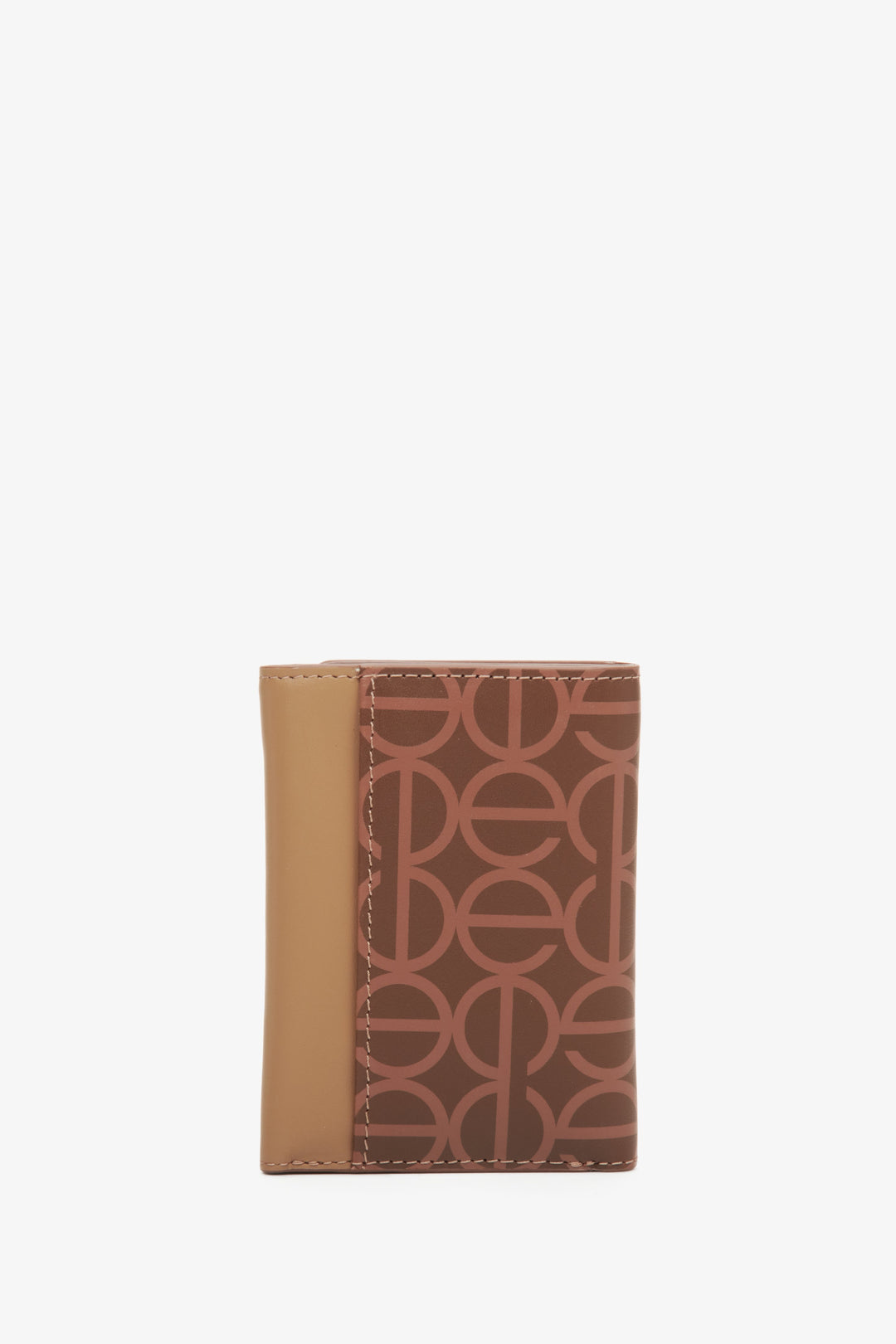 Women's brown wallet by Estro with golden accents - reverse side.
