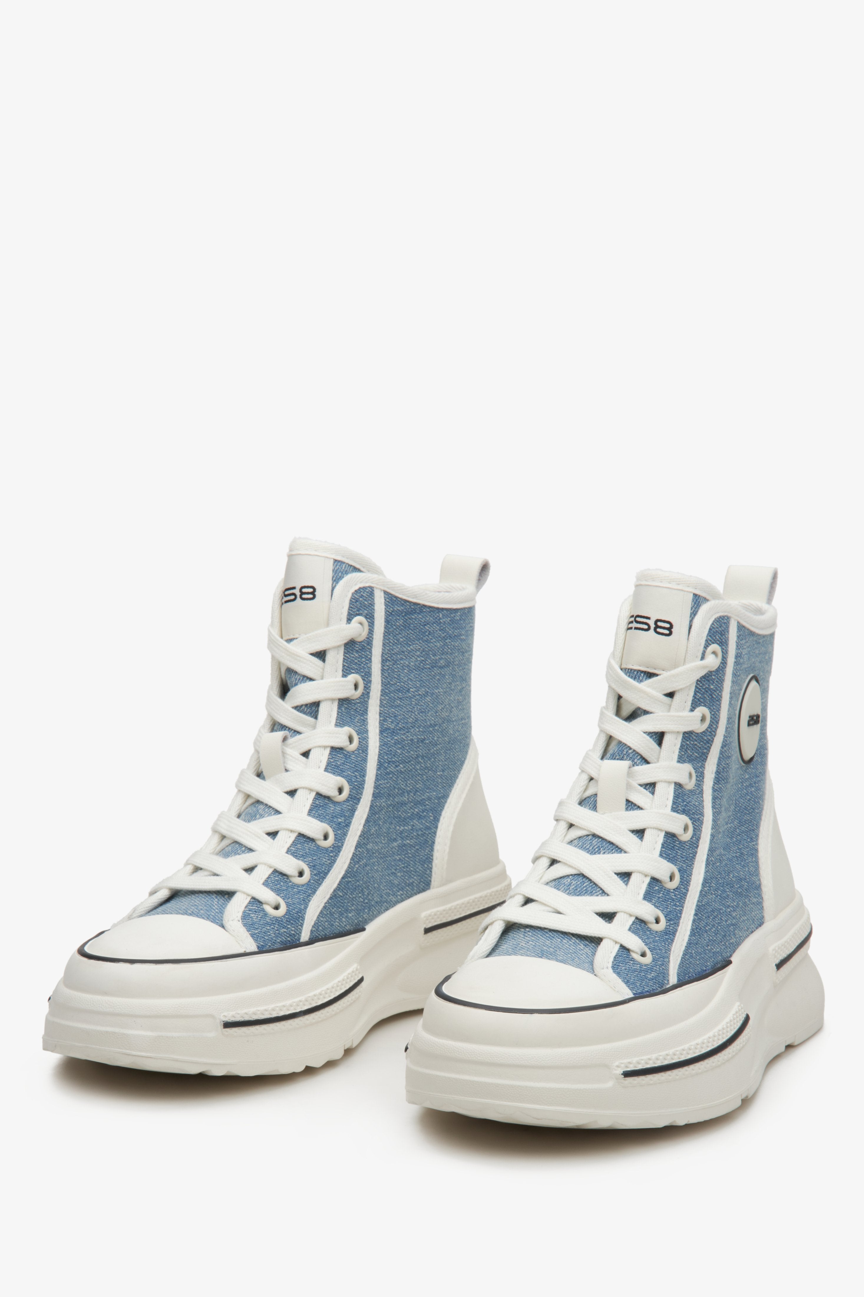 Women's textile high-top sneakers in blue ES 8.