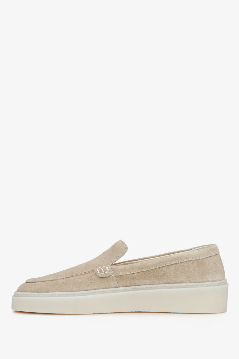 Women's sand beige velour loafers Estro - shoe profile.