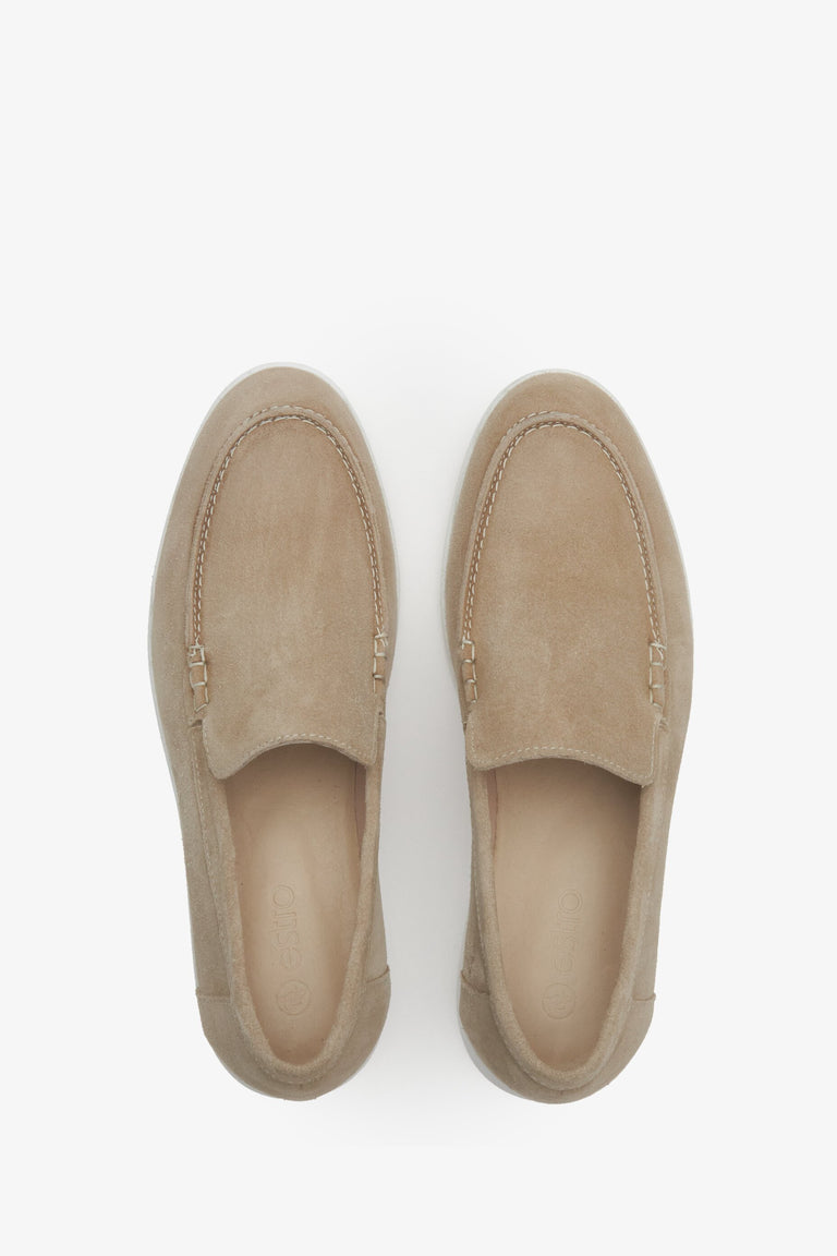 Women's Sand Beige Suede Loafers Estro ER00112380