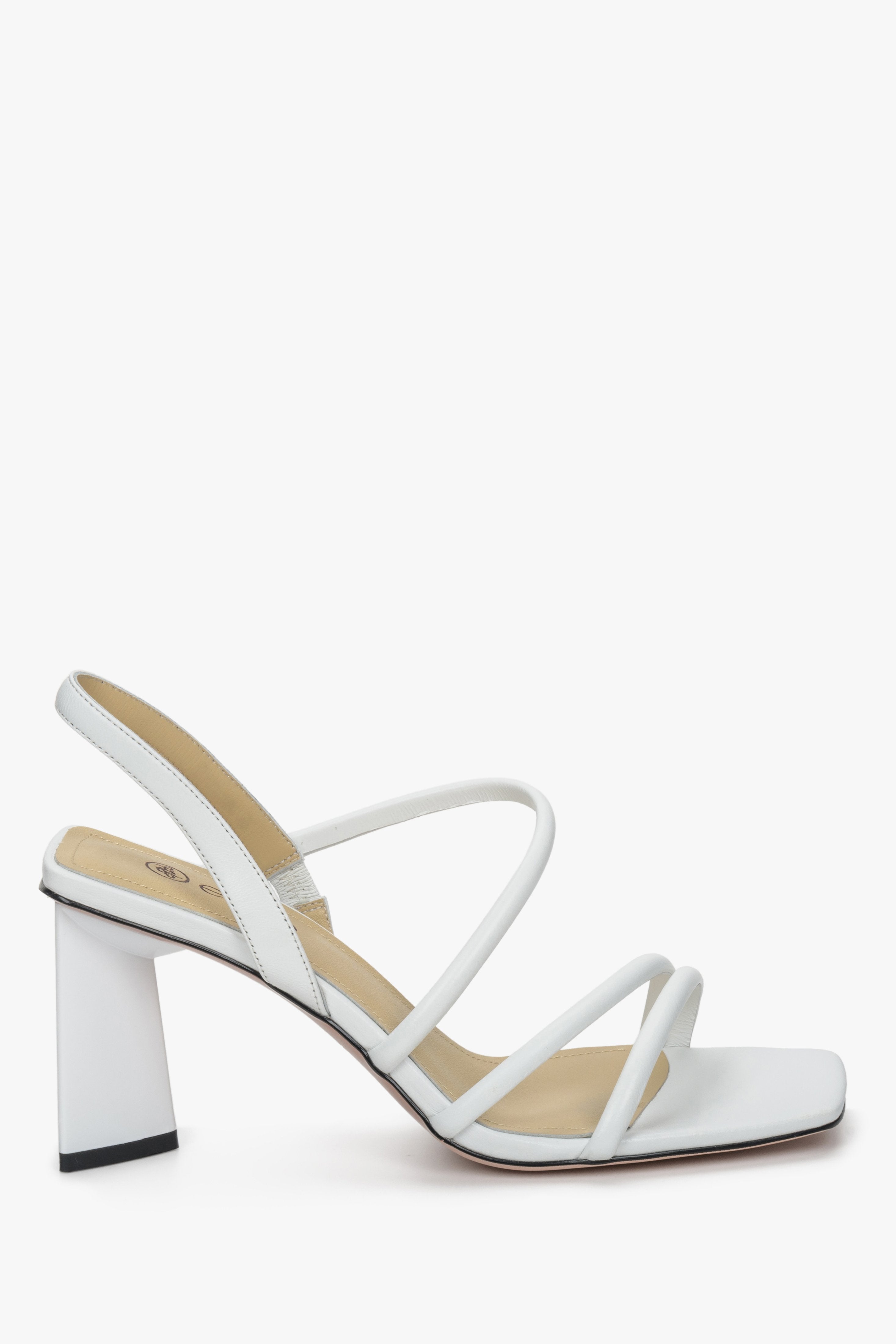 White Block Heel Women's Strappy Sandals Estro ER00109758