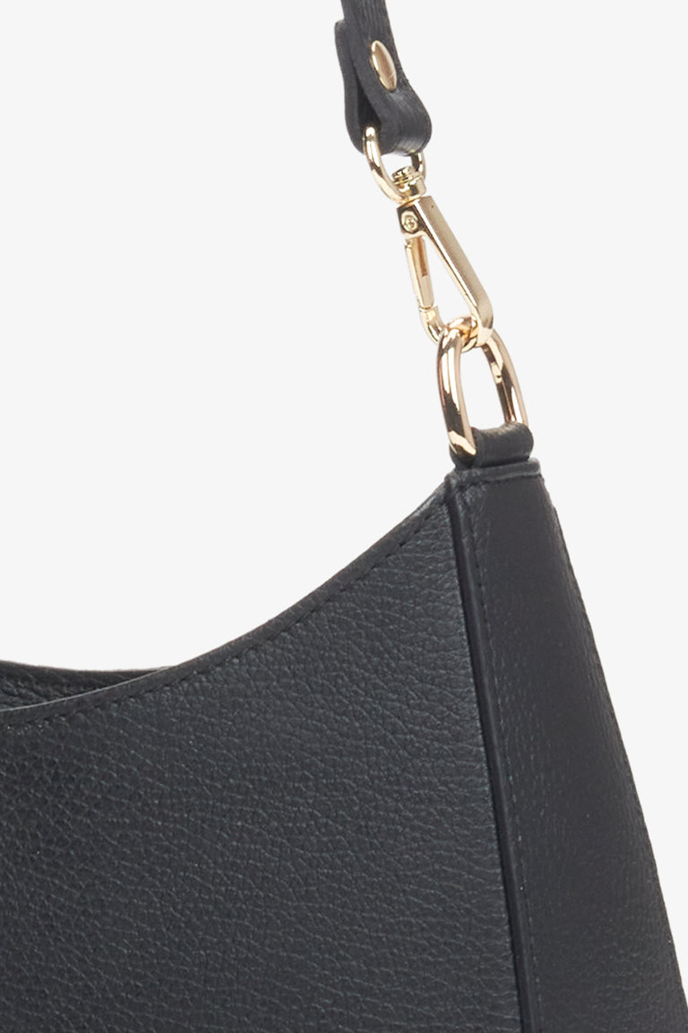 Women's black Estro bag - close-up of details.