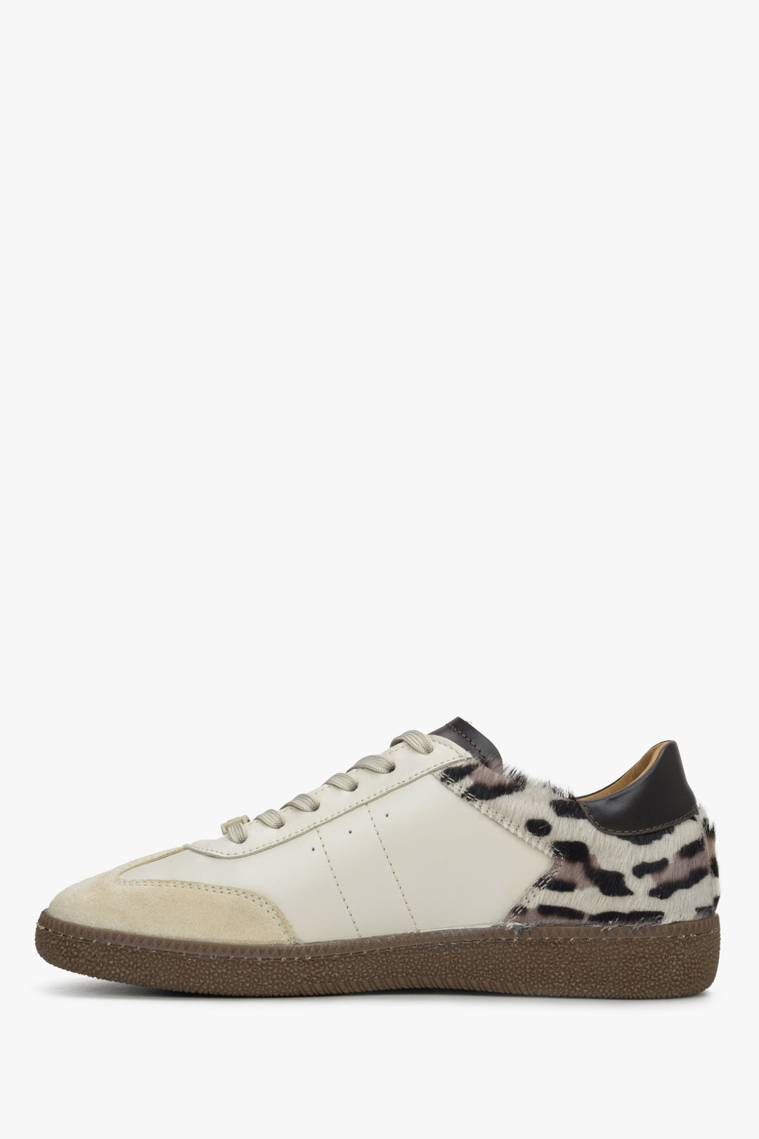 Women's leather Estro sneakers in beige - shoe profile.