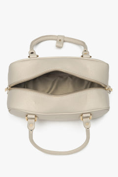 Women's tote bag in beige Italian leather – small, elegant, estro.