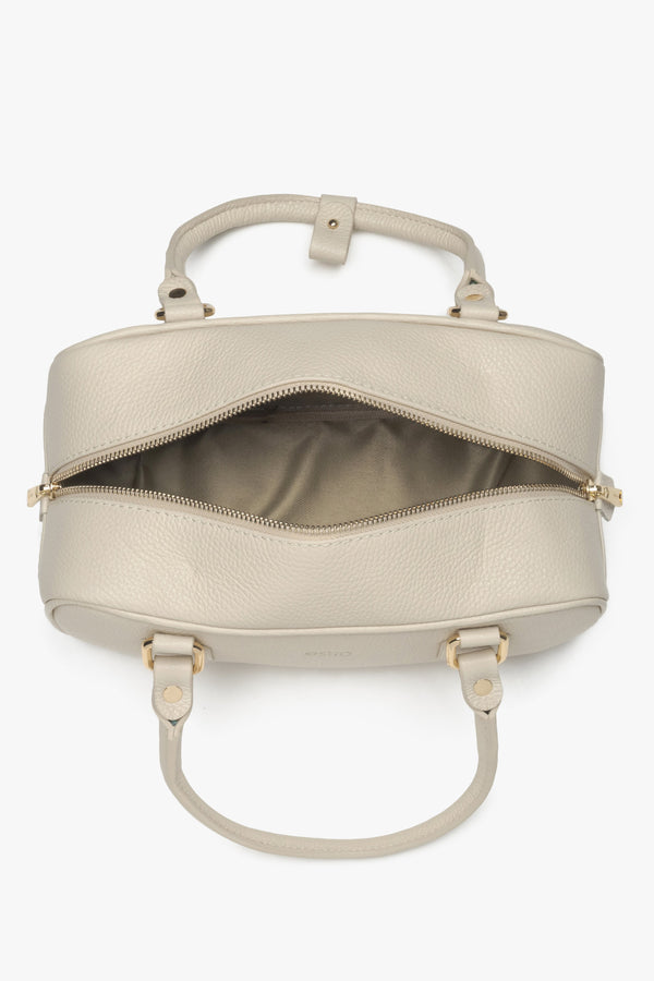 Women's tote bag in beige Italian leather – small, elegant, estro.