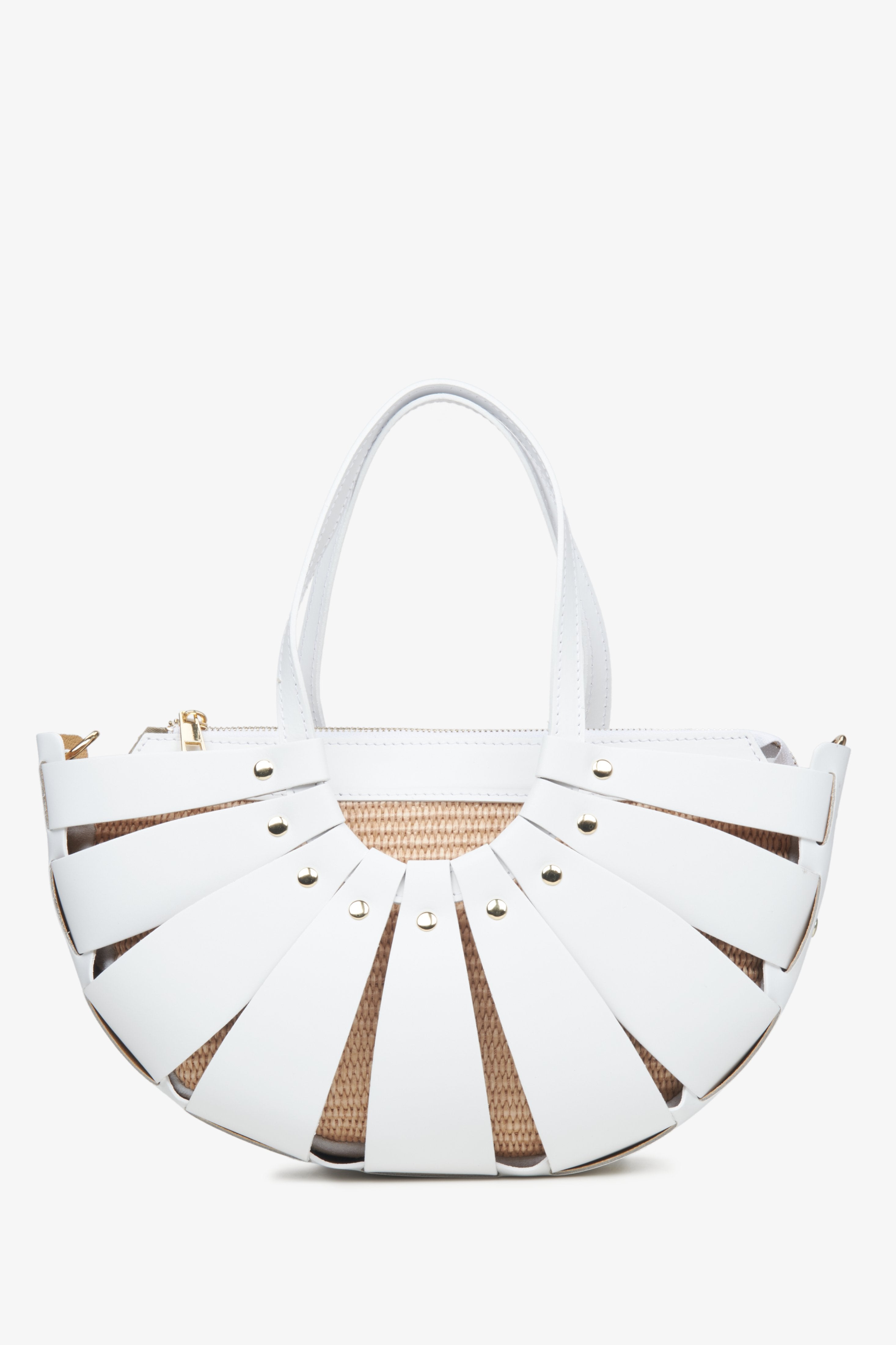 Estro white leather women's handbag.