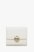 Women's Tri-Fold Small Light Beige Wallet made of Genuine Leather with Golden Embellishments Estro ER00114472.