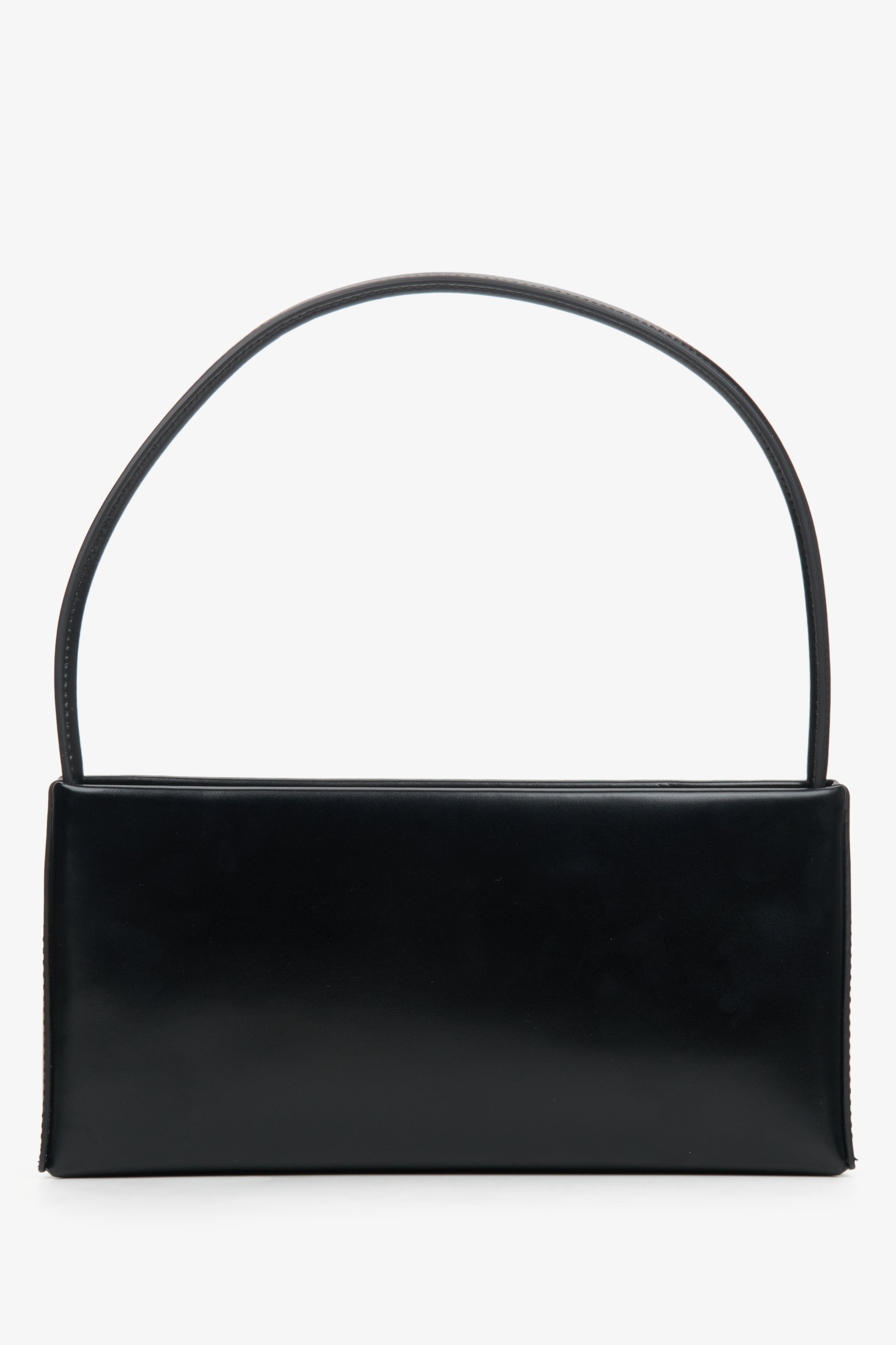 Black leather women's handbag - reverse.