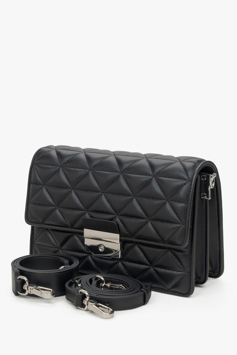 Women's Estro black leather shoulder bag.