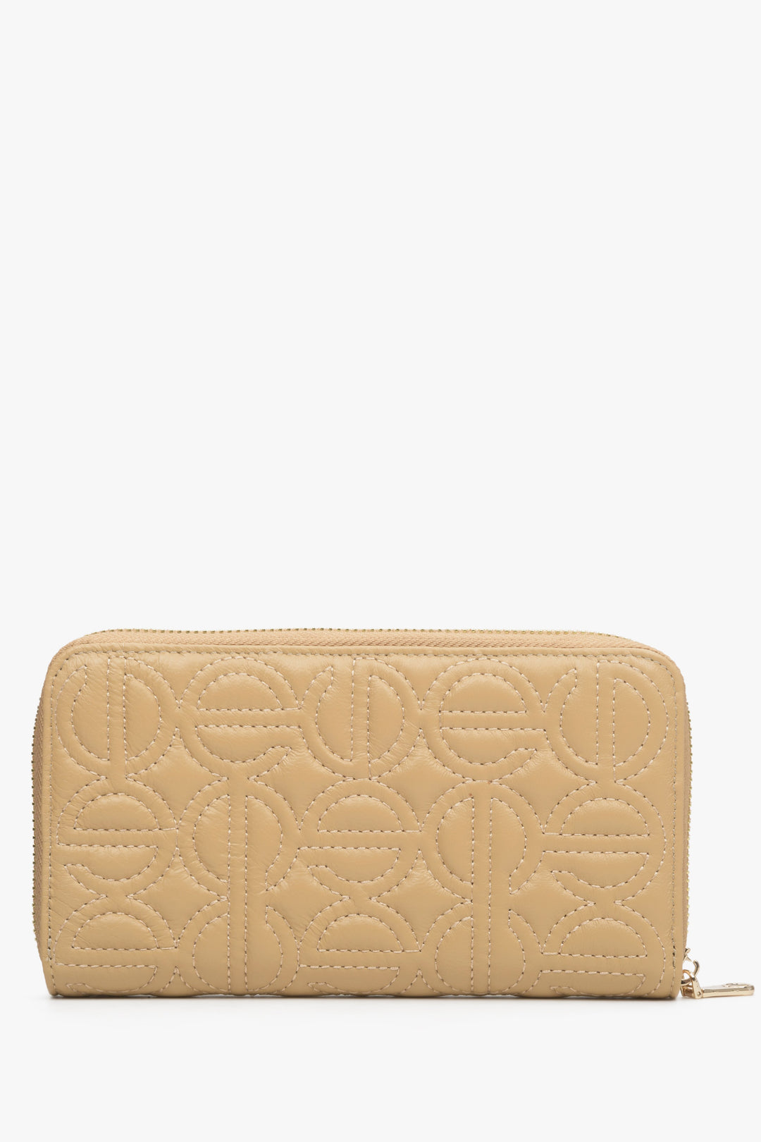 Women's Beige Leather Continental Wallet Estro ER00113671.